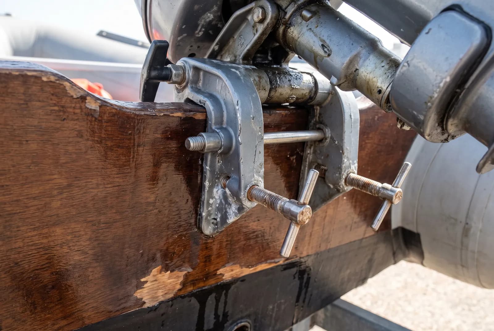 Detail van een Rubberboot en RIB De buitenboordmotor